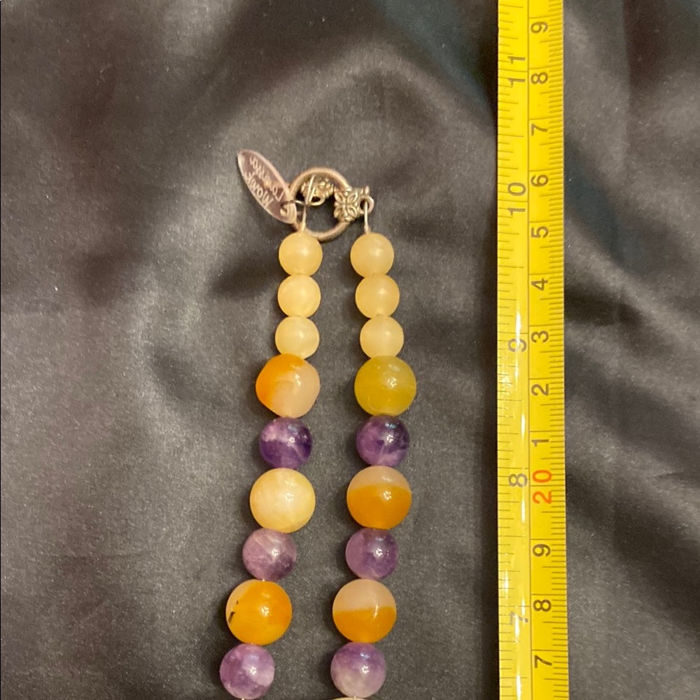 Purple and Yellow Statement Necklace with Iridescent Beads - Picture 10 of 10